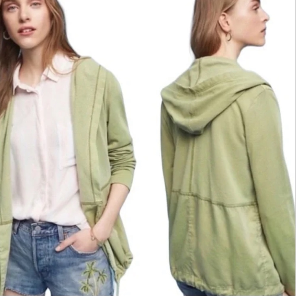 Anthropology Utility Green Hooded Jacket Size Medium